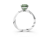 White gold Fancy Green Princess Cut Diamond Engagement Ring with Side Stone Accents and Four-Prong Setting_45