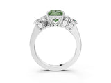 White gold Fancy Green Princess  Cut Diamond Five-Stone Prong Set White Gold Ring_80