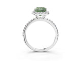 White gold Fancy Green Princess  Cut Diamond Floral Halo Engagement Ring with Pavé Band and Prong Setting_53