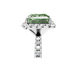 White gold Fancy Green Princess  Cut Diamond Floral Halo Engagement Ring with Pavé Band and Prong Setting_57