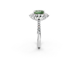 White gold Fancy Green Princess  Cut Diamond Floral Halo Pave Band with Prong Setting_2