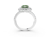 White gold Fancy Green Princess  Cut Diamond Floral Halo Pave Band with Prong Setting_3
