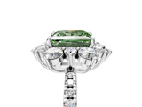 White gold Fancy Green Princess  Cut Diamond Floral Halo Pave Band with Prong Setting_5