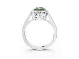 White gold Fancy Green Princess Cut Diamond Floral Halo Ring with Pavé Band and Prong Setting_10