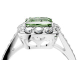 White gold Fancy Green Princess Cut Diamond Floral Halo Ring with Pavé Band and Prong Setting_11