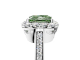 White gold Fancy Green Princess Cut Diamond Floral Halo Ring with Pavé Band and Prong Setting_12