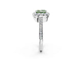 White gold Fancy Green Princess Cut Diamond Floral Halo Ring with Pavé Band and Prong Setting_9