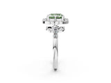 White gold Fancy Green Princess Cut Diamond Floral Halo Split Shank Prong Setting Ring_2