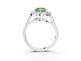 White gold Fancy Green Princess Cut Diamond Floral Halo Split Shank Prong Setting Ring_3