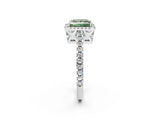 White gold Fancy Green Princess Cut Diamond Halo Engagement Ring with Pavé Band and Prong Setting_41