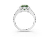 White gold Fancy Green Princess Cut Diamond Halo Engagement Ring with Pavé Band and Prong Setting_42
