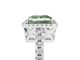 White gold Fancy Green Princess Cut Diamond Halo Engagement Ring with Pavé Band and Prong Setting_44