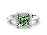 White gold Fancy Green Princess  Cut Diamond Halo Engagement Ring with Split Shank and Four-Prong Setting_52