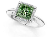 White gold Fancy Green Princess  Cut Diamond Halo Engagement Ring with Split Shank and Four-Prong Setting_53