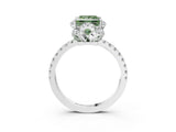 White gold Fancy Green Princess Cut Diamond Halo Pave Band with Four-Prong Setting_6