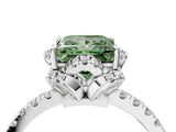 White gold Fancy Green Princess Cut Diamond Halo Pave Band with Four-Prong Setting_7