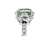 White gold Fancy Green Princess Cut Diamond Halo Pave Band with Four-Prong Setting_8