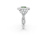 White gold Fancy Green Princess Cut Diamond Halo Ring with Pavé Band and Four-Prong Setting_31