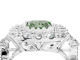 White gold Fancy Green Princess Cut Diamond Halo Ring with Pavé Band and Four-Prong Setting_33