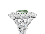 White gold Fancy Green Princess Cut Diamond Halo Ring with Pavé Band and Four-Prong Setting_34
