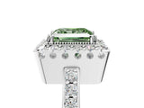 White gold Fancy Green Princess Cut Diamond Halo Ring with Pavé Band and Prong Setting_29