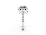 White gold Fancy Green Princess Cut Diamond Halo Ring with Pavé Band and Prong Setting_32