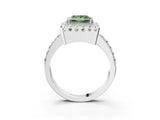 White gold Fancy Green Princess Cut Diamond Halo Ring with Pavé Band and Prong Setting_38