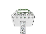 White gold Fancy Green Princess Cut Diamond Halo Ring with Pavé Band and Prong Setting_40