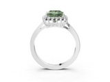 White gold Fancy Green Princess  Cut Diamond Halo Ring with Round Brilliant Halo and Solitaire Band_3