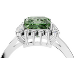 White gold Fancy Green Princess  Cut Diamond Halo Ring with Round Brilliant Halo and Solitaire Band_4