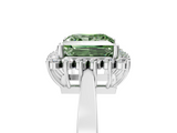 White gold Fancy Green Princess  Cut Diamond Halo Ring with Round Brilliant Halo and Solitaire Band_5