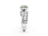 White gold Fancy Green Princess Cut Diamond Halo Ring with Round Split Shank and Prong Setting_14