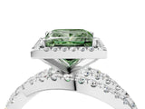White gold Fancy Green Princess Cut Diamond Halo Ring with Round Split Shank and Prong Setting_22