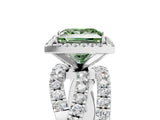 White gold Fancy Green Princess Cut Diamond Halo Ring with Round Split Shank and Prong Setting_23