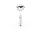 White gold Fancy Green Princess  Cut Diamond Halo Ring with Solitaire Band and Prong Setting_31