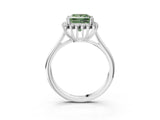 White gold Fancy Green Princess  Cut Diamond Halo Ring with Solitaire Band and Prong Setting_32