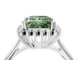 White gold Fancy Green Princess  Cut Diamond Halo Ring with Solitaire Band and Prong Setting_33