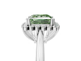 White gold Fancy Green Princess  Cut Diamond Halo Ring with Solitaire Band and Prong Setting_34