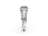 White gold Fancy Green Princess Cut Diamond Halo Ring with Split Shank Pavé Band and Four-Prong Setting_14