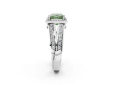 White gold Fancy Green Princess Cut Diamond Halo Ring with Split Shank Pavé Band and Four-Prong Setting_38