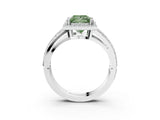 White gold Fancy Green Princess Cut Diamond Halo Ring with Split Shank Pavé Band and Four-Prong Setting_39