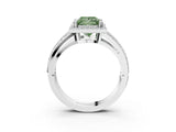 White gold Fancy Green Princess Cut Diamond Halo Ring with Split Shank Pavé Band and Four-Prong Setting_56