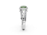 White gold Fancy Green Princess Cut Diamond Halo Ring with Split Shank Pavé Band and Four-Prong Setting_62