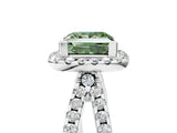 White gold Fancy Green Princess Cut Diamond Halo Ring with Split Shank Pavé Band and Prong Setting_33