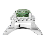 White gold Fancy Green Princess Cut Diamond Halo Ring with Split Shank Pavé Band and Prong Setting_38