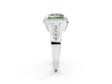 White gold Fancy Green Princess Cut Diamond Halo Ring with Split Shank and Bezel Accents and Prong Setting_2