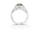 White gold Fancy Green Princess Cut Diamond Halo Ring with Split Shank and Bezel Accents and Prong Setting_3