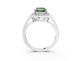 White gold Fancy Green Princess Cut Diamond Halo Ring with Split Shank and Four-Prong Setting_19