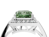 White gold Fancy Green Princess Cut Diamond Halo Ring with Split Shank and Four-Prong Setting_21