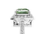 White gold Fancy Green Princess Cut Diamond Halo Ring with Split Shank and Four-Prong Setting_22